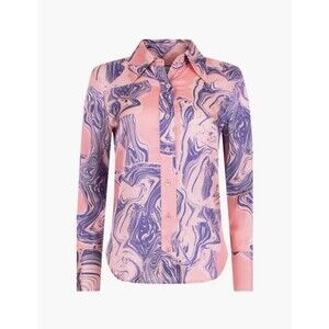 NWT EQUIPMENT FEMME Size M 100% Viscose Pink Purple Art-to-Wear Blouse $250